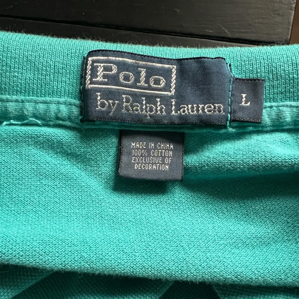 Ralph Lauren Turquoise Aqua Blue Polo Short Sleeve Shirt cotton Large